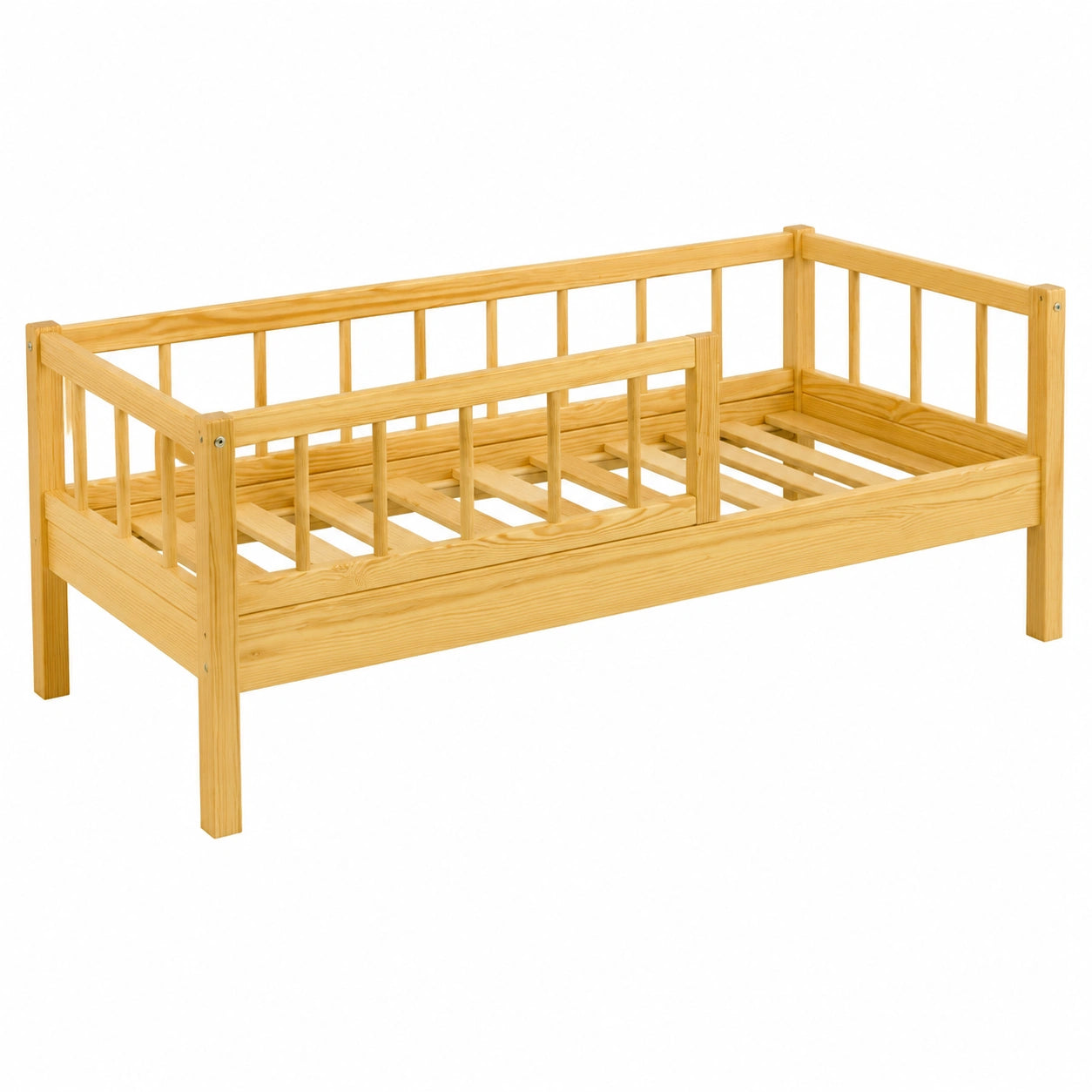 Lit, avec barrière, coloris naturel, pour la chambre