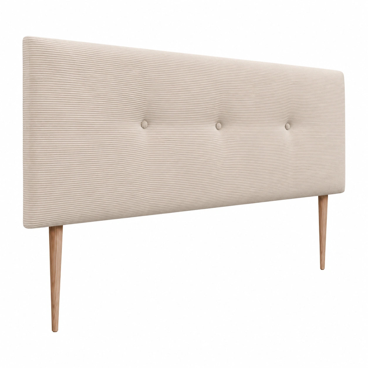 Lit, rembourré, en velours, coloris beige, pour la chambre