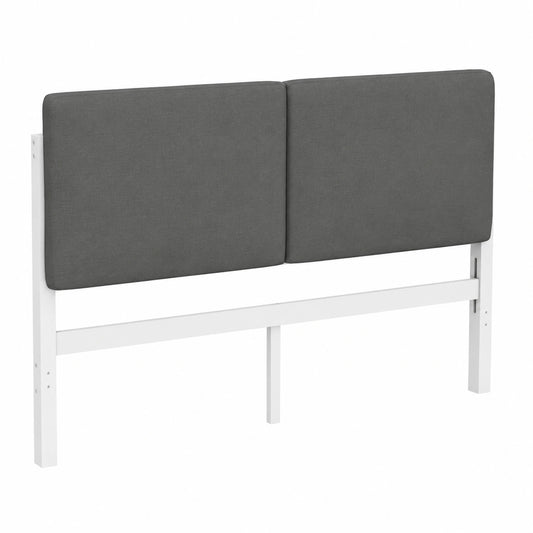Lit, rembourré, coloris blanc et gris, pour la chambre
