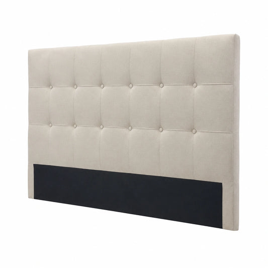 Lit, en tissu, coloris beige, pour la chambre