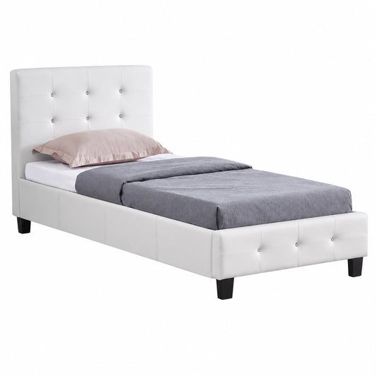 Lit, avec sommier, 1 place, 90 x 190 cm, coloris blanc, pour la chambre