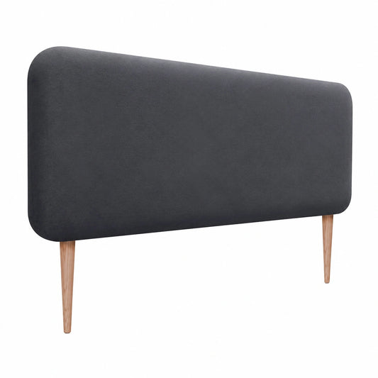 Lit, en velours, coloris gris, pour la chambre